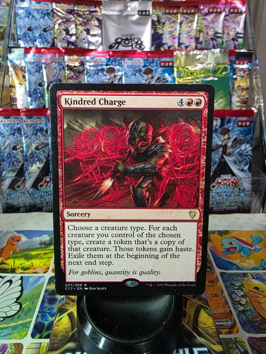 Kindred Charge red MTG Commander card featuring goblin artwork and sorcery text.