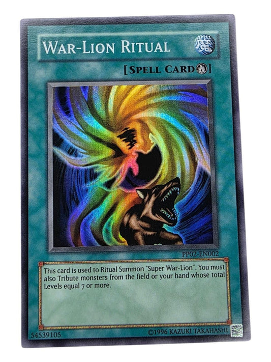 War-Lion Ritual Yu-Gi-Oh! spell card featuring a roaring lion and colorful swirl artwork.