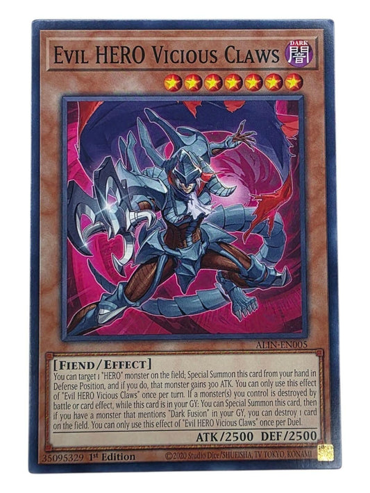 Evil HERO Vicious Claws 1st Edition Common Yu-Gi-Oh! card.