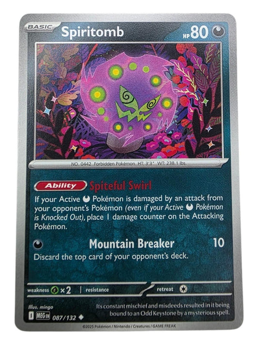Spiritomb Uncommon Pokémon card with Spiteful Swirl ability and Mountain Breaker attack.