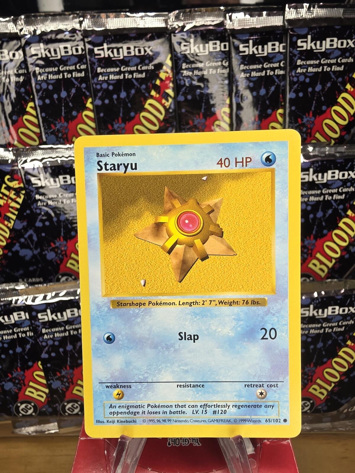 Vintage Shadowless Pokemon Staryu Trading Card Yellow Blue