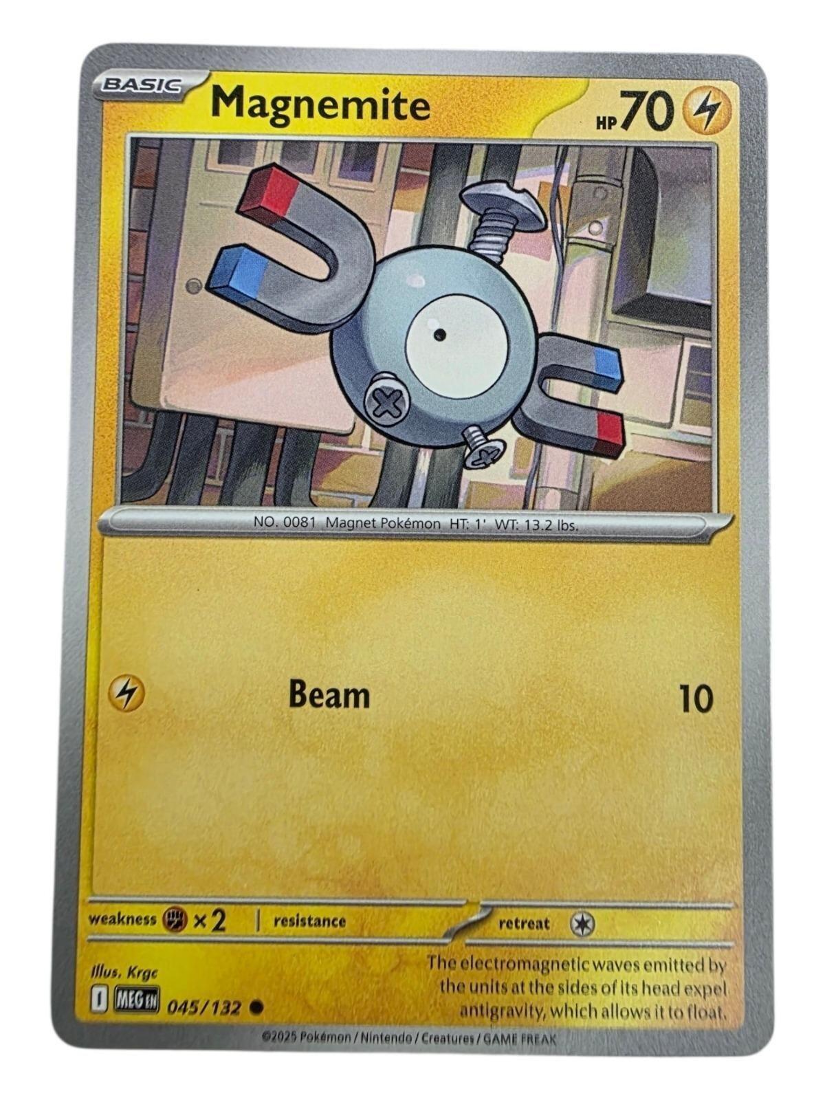 Magnemite 70 HP electric type Pokémon trading card with Beam attack.