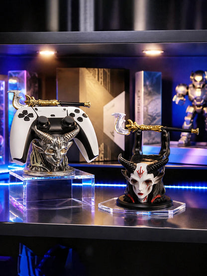 New Gothic Horned Demon Controller Holder Universal Fit Ps Xbox Switch Gamepad Resin Stand Gaming Desktop Decor Ornament