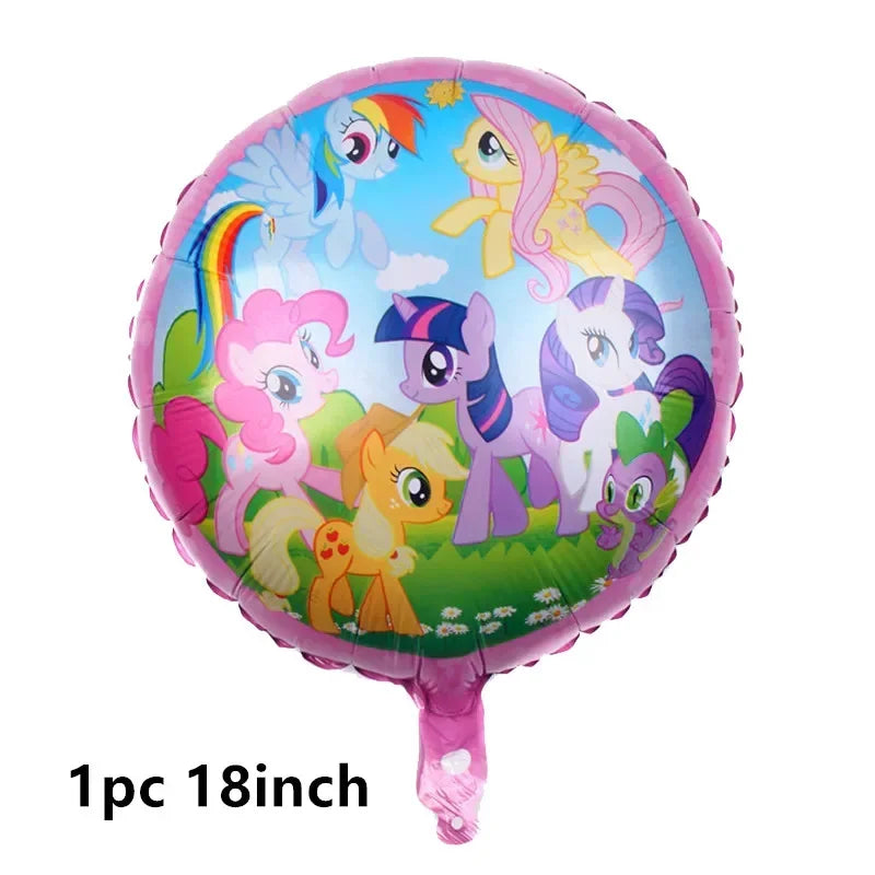 My Little Ponyed Foil Balloon Happy Birthday Latex Ballon Banner Party Decoration Cake Topper Supplies Backdrop Disposable Toy