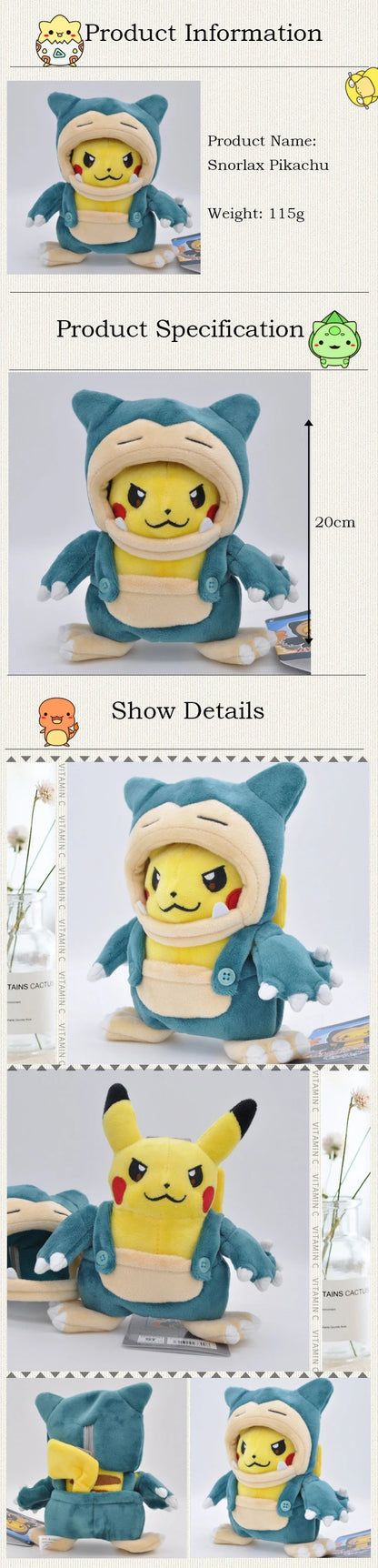 Pokemon Pikachu Morpeko Gengar Cosplay Toy Snorlax Garchomp Tyranitar Hydreigon Anime Eevee Lapras Stuffed Plush Charizard doll