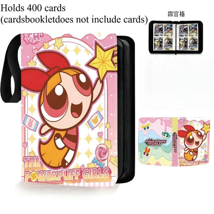 Powerpuff Girls Card Organizer 400/900 Cards Pack with 4/9 Card Slots Zippered Double Pockets Anime Merchandise Gift