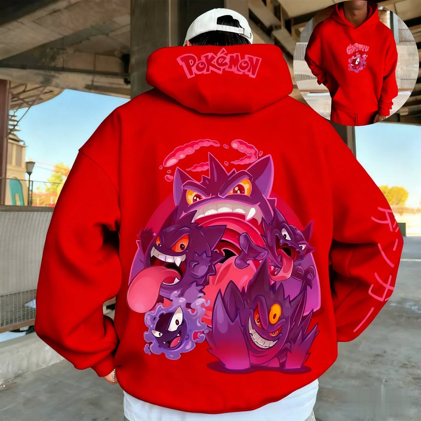 2026 Fall Winter Pokemon Gastly Haunter Gengar Hoodie, Cotton Anime Print Sweatshirt, Adult Kids Family Matching Sportswear Y2k