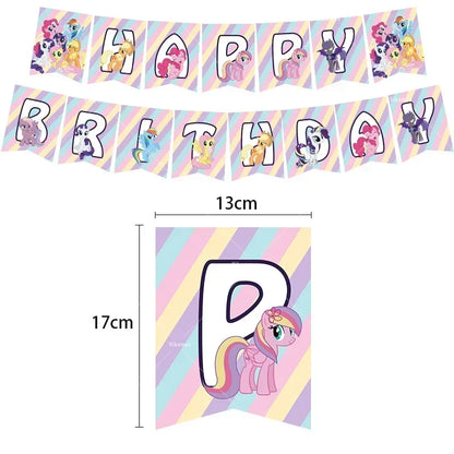 My Little Ponyed Foil Balloon Happy Birthday Latex Ballon Banner Party Decoration Cake Topper Supplies Backdrop Disposable Toy