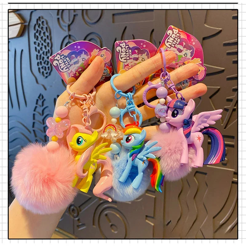 Authentic Pony Polaroid Keychain Girls Cute Cartoon Twilight Sparkle Doll Key Chain Pendant Year of The Horse Mascot