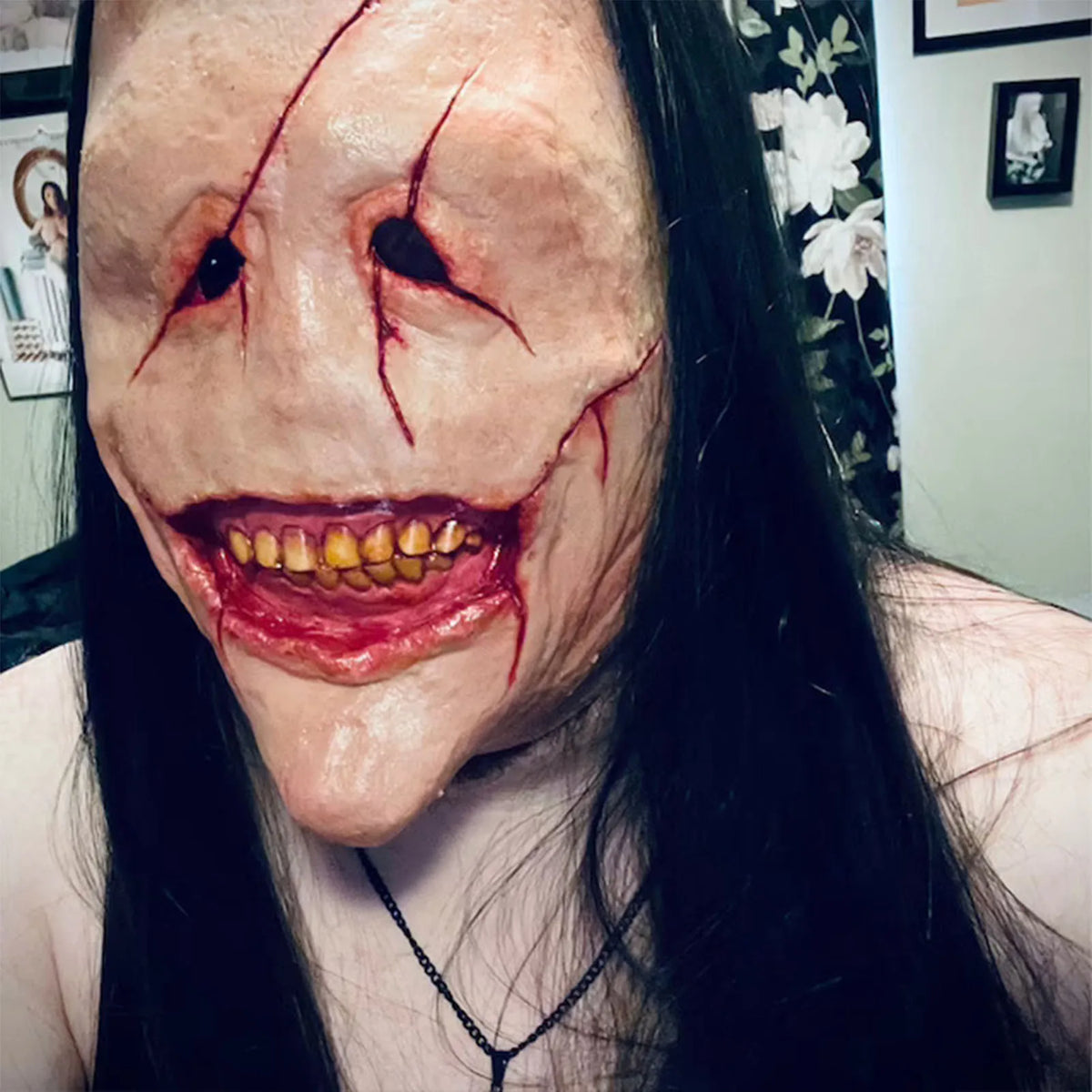 Halloween Scared Mask Scary Demon New Terror Curse Scaring Prop Haired Ghost Cosplay Creepy Masks Themed Parties Wear