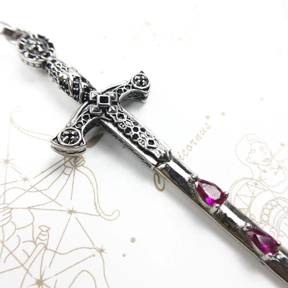 Pendant Sword With Crown Skull Knight Window New Fine Jewelry Europe Style 925 Sterling Silver Protection Gift For Women Men