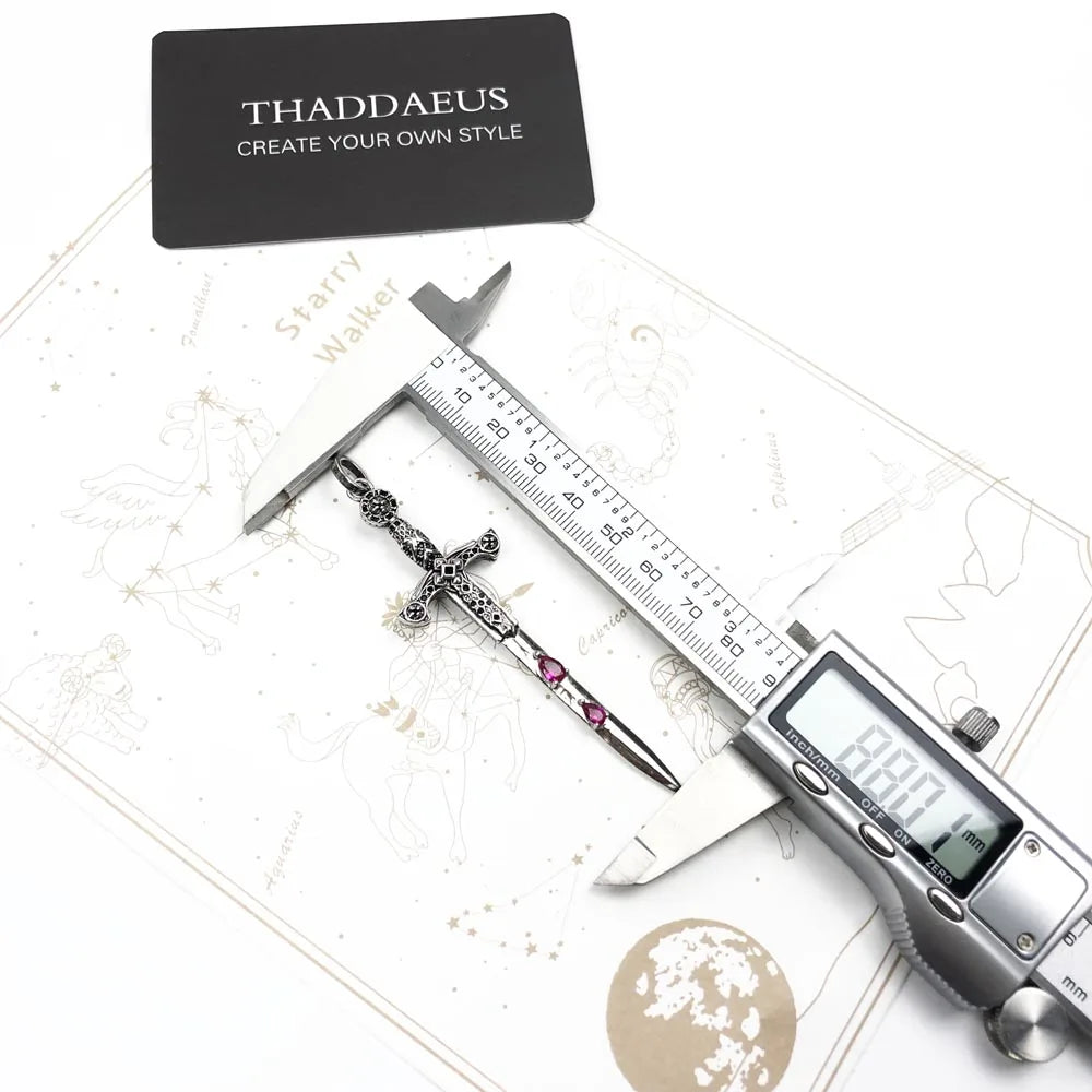 Pendant Sword With Crown Skull Knight Window New Fine Jewelry Europe Style 925 Sterling Silver Protection Gift For Women Men