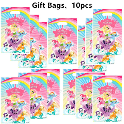 My Little Ponyed Foil Balloon Happy Birthday Latex Ballon Banner Party Decoration Cake Topper Supplies Backdrop Disposable Toy