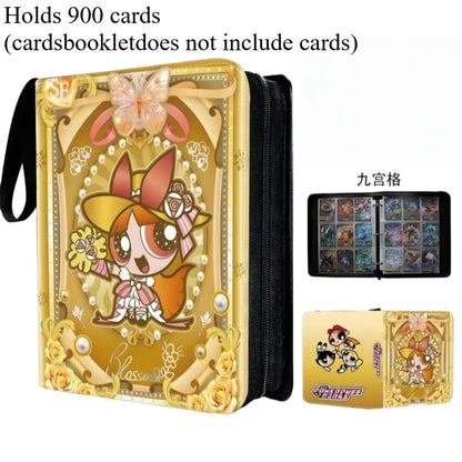 Powerpuff Girls Card Organizer 400/900 Cards Pack with 4/9 Card Slots Zippered Double Pockets Anime Merchandise Gift