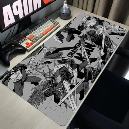 Chainsaw Man Anime Large Mousepad Anti-slip Rubber Mouse Mat Computer Gamer Desk Mat Stitched Edge Large Gaming Mousepad