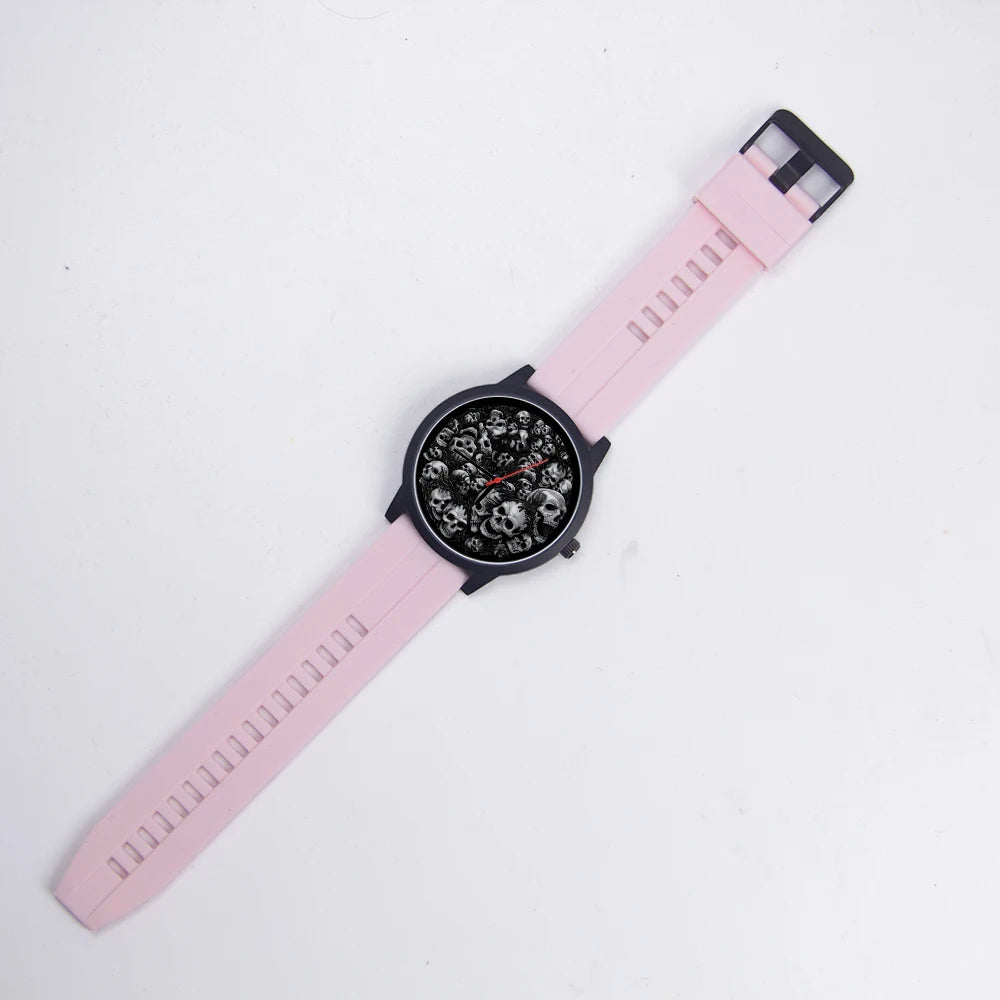 Skeleton Skull Dial Gentleman Quartz Watch Men Personalized Wristwatch Black Fashion Souvenir Gift For Male Friend Husband