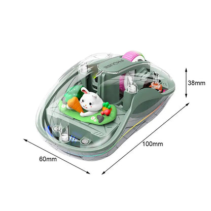 Luminous Transparent Wireless Bluetooth Three-Mode Charging Ergonomic Magnetic Doll Mouse