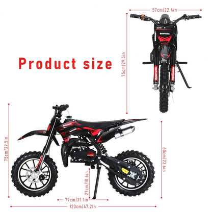 Gas Bike For Kids, Mini Dirt Bike, 49CC 2-Stroke Gas Powered Motorcycle, Shock Absorption Pocket Motorbike, Up to 25 Mph