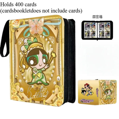 Powerpuff Girls Card Organizer 400/900 Cards Pack with 4/9 Card Slots Zippered Double Pockets Anime Merchandise Gift