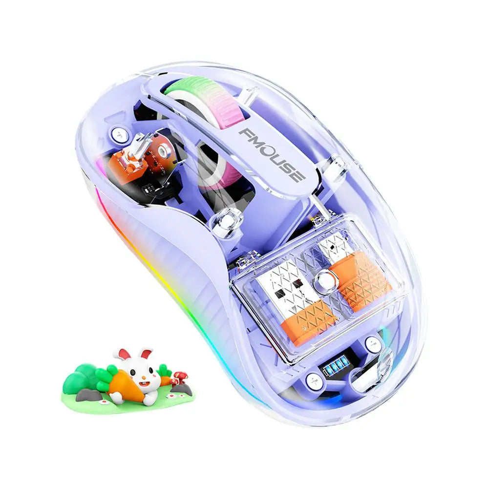 Luminous Transparent Wireless Bluetooth Three-Mode Charging Ergonomic Magnetic Doll Mouse