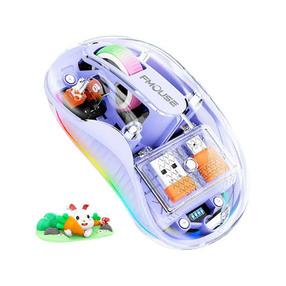 Luminous Transparent Wireless Bluetooth Three-Mode Charging Ergonomic Magnetic Doll Mouse