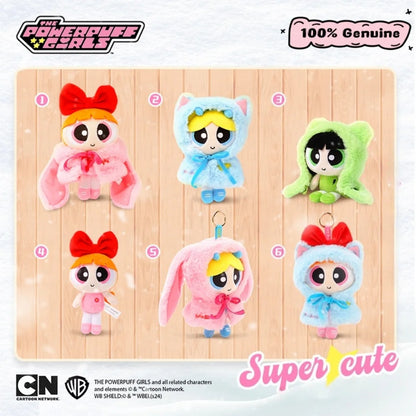 15cm Stuffed Anime Powerpuff Cartoon Cute Dress Up Plush Toys Bow Tie Doll Keychain Bag Ornament Girls Gifts