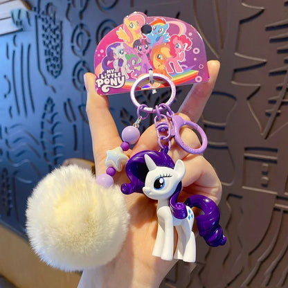 Authentic Pony Polaroid Keychain Girls Cute Cartoon Twilight Sparkle Doll Key Chain Pendant Year of The Horse Mascot