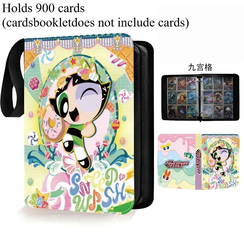 Powerpuff Girls Card Organizer 400/900 Cards Pack with 4/9 Card Slots Zippered Double Pockets Anime Merchandise Gift