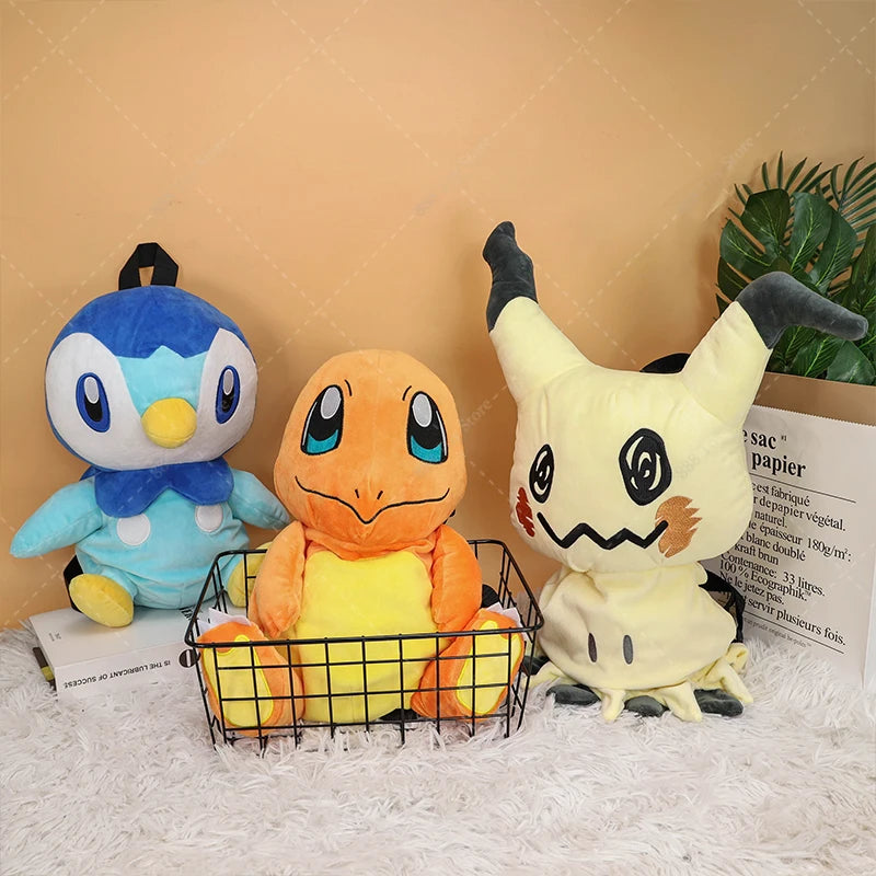 Pokemon Plush Backpack Anime Gengar Charizard Piplup Eevee Mimikyu Soft Stuffed Schoolbag Shoulder Bag Toy for Kids