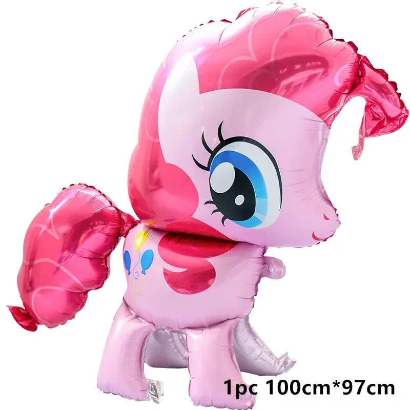 My Little Ponyed Foil Balloon Happy Birthday Latex Ballon Banner Party Decoration Cake Topper Supplies Backdrop Disposable Toy