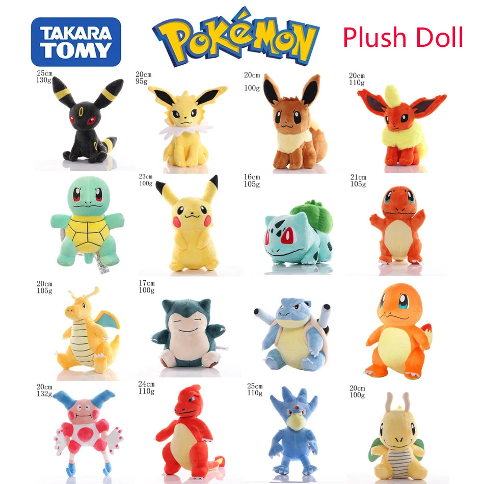 2026 Pokemon Plush Dolls Set - Soft Stuffed Animals Pikachu Charmander Bulbasaur Squirtle Psyduck Eevee Peluche Toy Gifts