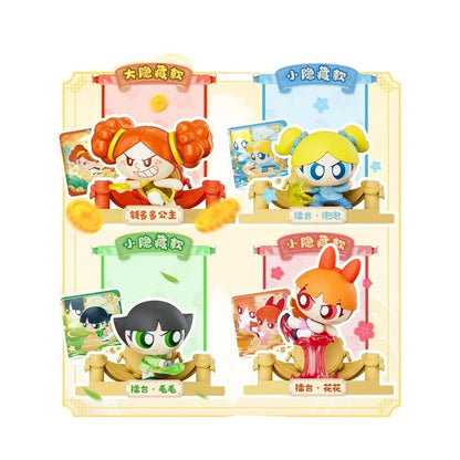 Kayou The Powerpuff Girls Blind Box Kung Fu Sweetheart Click Mini Doll Series Assemblable And Stackable Dolls Anime Collectibles
