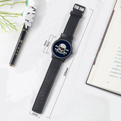 Skeleton Skull Dial Gentleman Quartz Watch Men Personalized Wristwatch Black Fashion Souvenir Gift For Male Friend Husband