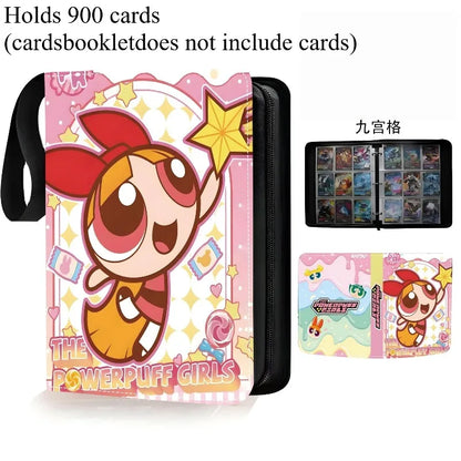 Powerpuff Girls Card Organizer 400/900 Cards Pack with 4/9 Card Slots Zippered Double Pockets Anime Merchandise Gift