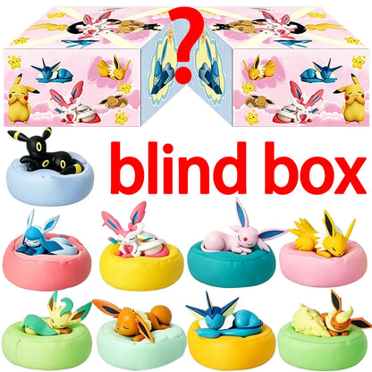Spot Hot Anime Character Eevee Multi Form Series Blind Box Desktop Decoration Ornament Set Toy Scene Building Props Mystery Gift