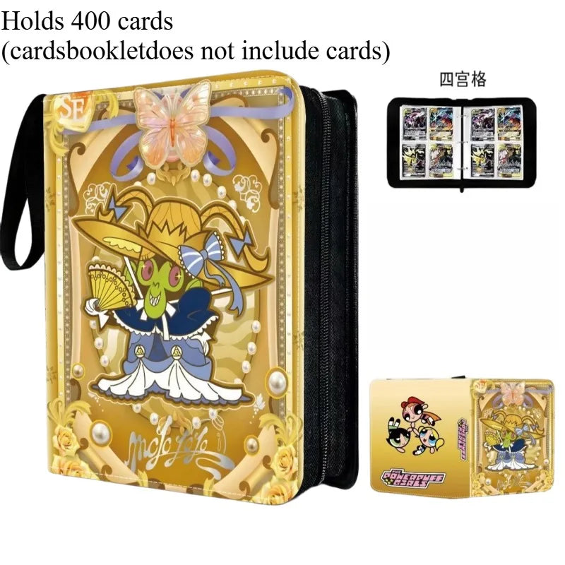 Powerpuff Girls Card Organizer 400/900 Cards Pack with 4/9 Card Slots Zippered Double Pockets Anime Merchandise Gift