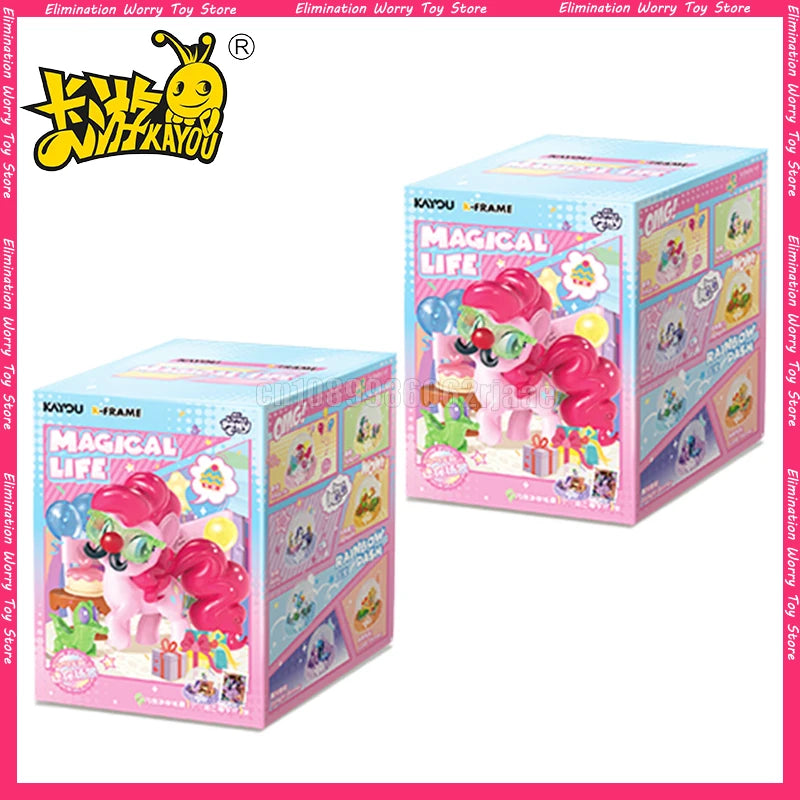 Original KAYOU My Little Pony Mini Scene Vol.1 Magical Home Pinkie Pie Rainbow Dash Decoration Blind Box Rarity Toys Gifts