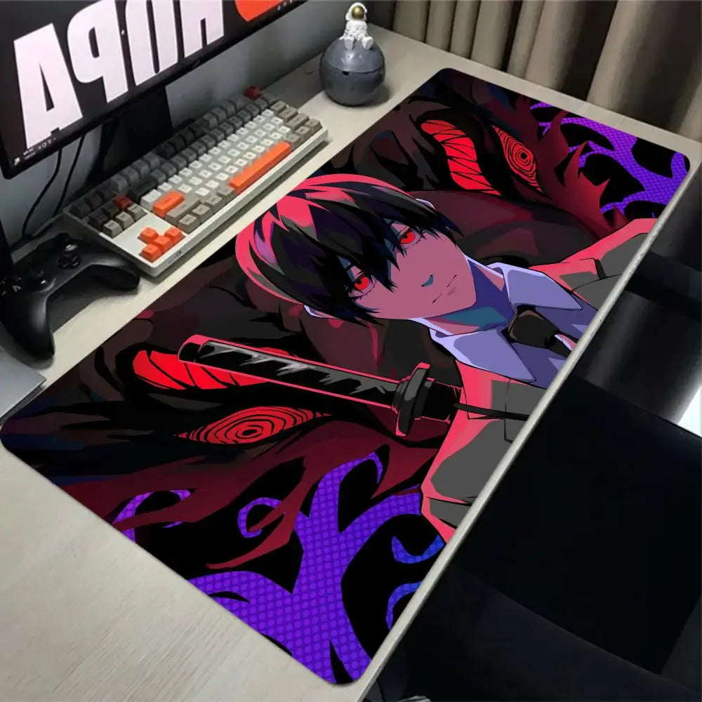 Chainsaw Man Anime Large Mousepad Anti-slip Rubber Mouse Mat Computer Gamer Desk Mat Stitched Edge Large Gaming Mousepad