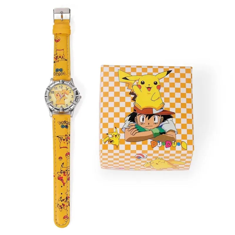 Pocket Monster Pikaqiu kawaii Fashion Trend Creative Watch Boys and Girls Children's Anime Cartoon Birthday Gift Box