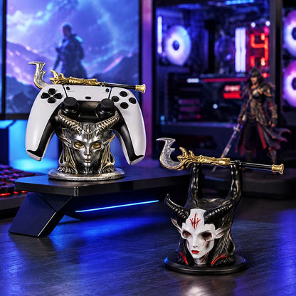 New Gothic Horned Demon Controller Holder Universal Fit Ps Xbox Switch Gamepad Resin Stand Gaming Desktop Decor Ornament