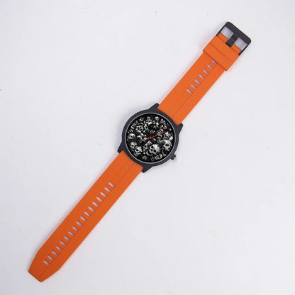 Skeleton Skull Dial Gentleman Quartz Watch Men Personalized Wristwatch Black Fashion Souvenir Gift For Male Friend Husband
