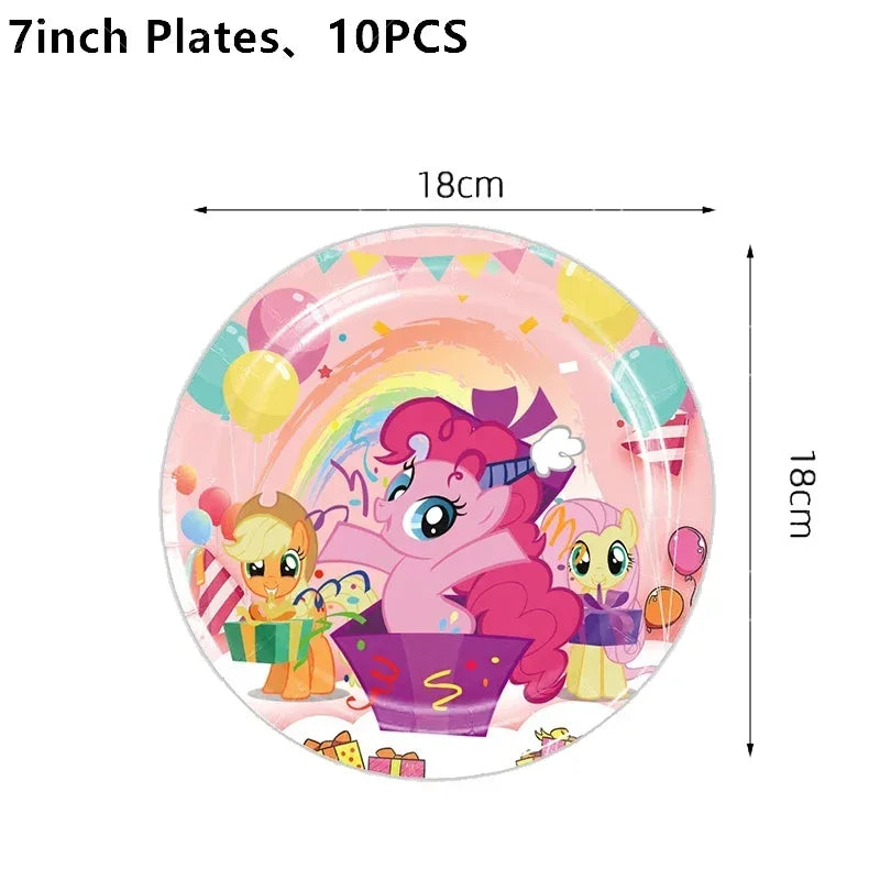 My Little Ponyed Foil Balloon Happy Birthday Latex Ballon Banner Party Decoration Cake Topper Supplies Backdrop Disposable Toy