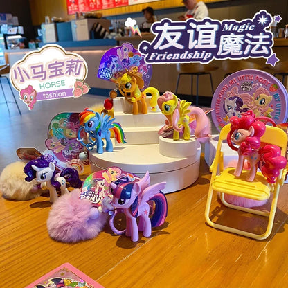 Authentic Pony Polaroid Keychain Girls Cute Cartoon Twilight Sparkle Doll Key Chain Pendant Year of The Horse Mascot
