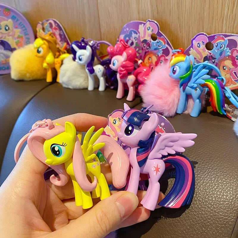 Authentic Pony Polaroid Keychain Girls Cute Cartoon Twilight Sparkle Doll Key Chain Pendant Year of The Horse Mascot