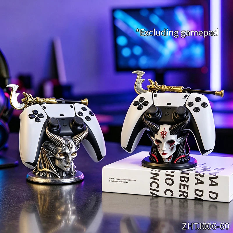 New Gothic Horned Demon Controller Holder Universal Fit Ps Xbox Switch Gamepad Resin Stand Gaming Desktop Decor Ornament