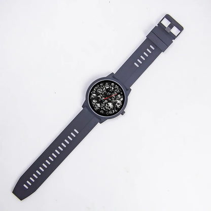 Skeleton Skull Dial Gentleman Quartz Watch Men Personalized Wristwatch Black Fashion Souvenir Gift For Male Friend Husband