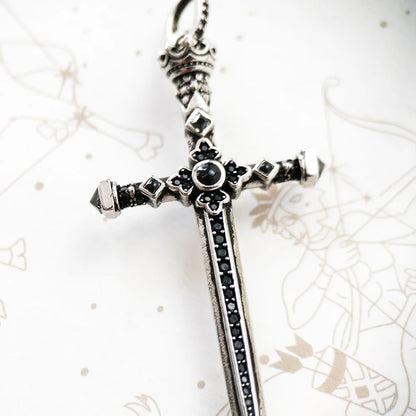 Pendant Sword With Crown Skull Knight Window New Fine Jewelry Europe Style 925 Sterling Silver Protection Gift For Women Men