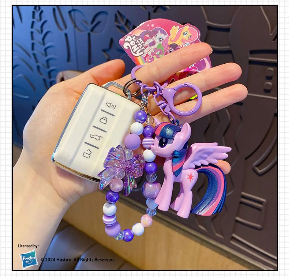 Authentic Pony Polaroid Keychain Girls Cute Cartoon Twilight Sparkle Doll Key Chain Pendant Year of The Horse Mascot