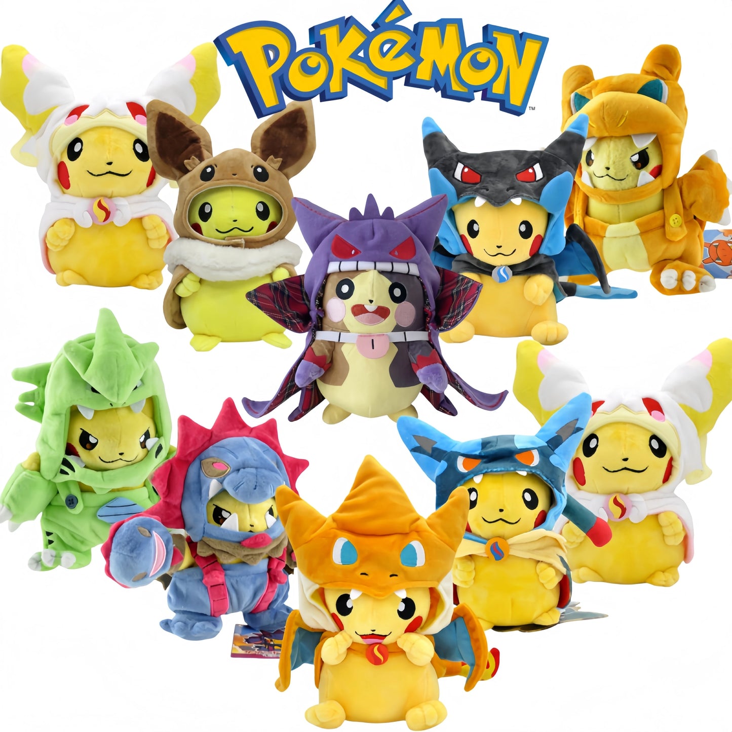 Pokemon Pikachu Morpeko Gengar Cosplay Toy Snorlax Garchomp Tyranitar Hydreigon Anime Eevee Lapras Stuffed Plush Charizard doll