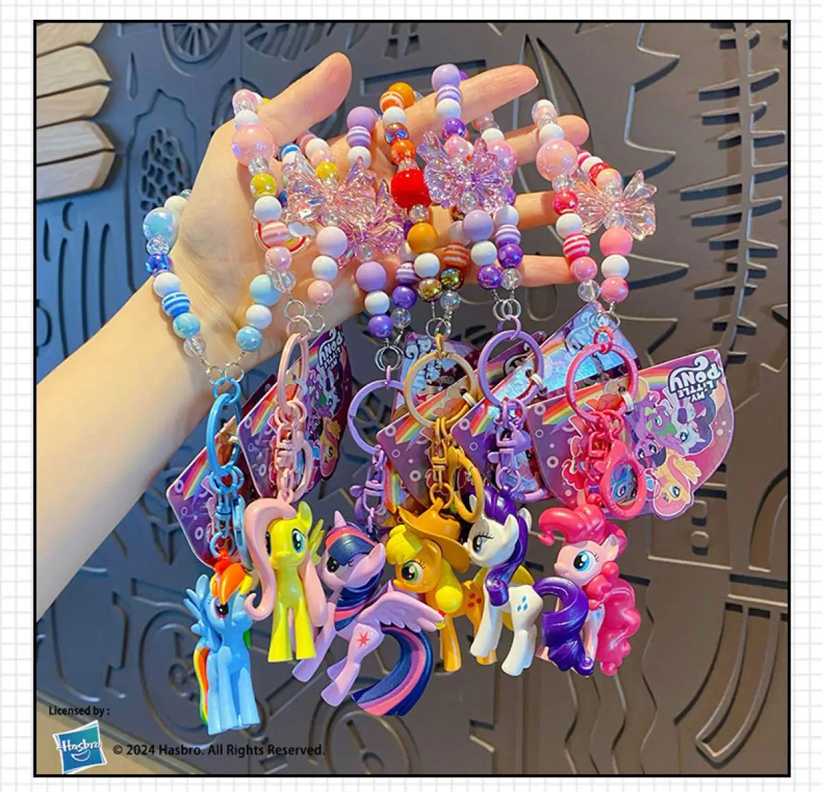 Authentic Pony Polaroid Keychain Girls Cute Cartoon Twilight Sparkle Doll Key Chain Pendant Year of The Horse Mascot